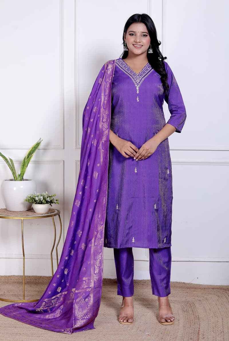 Purple  Zari Elegance Kurta Set